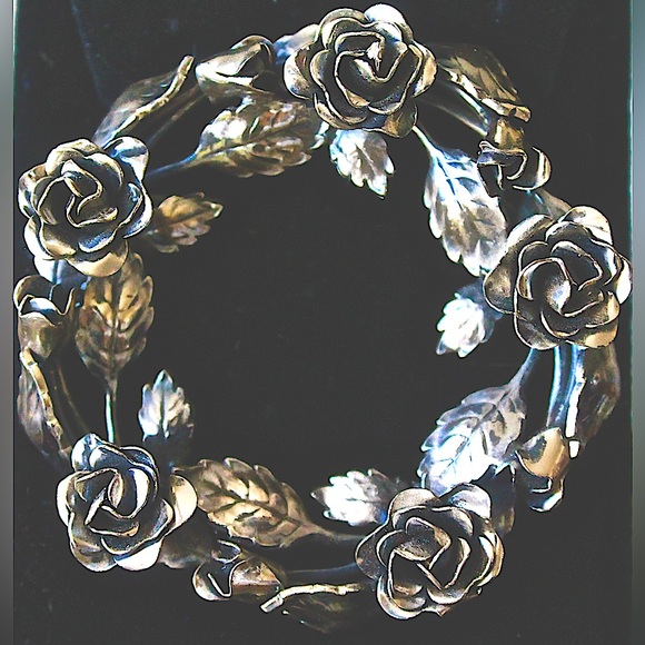 DANECRAFT STERLING ROSE 🥀 ROUND WREATH VINTAGE BROACH - Picture 3 of 7